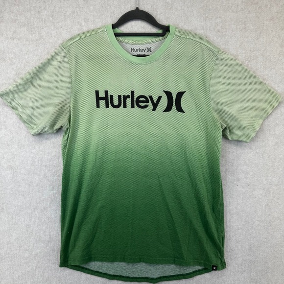 Hurley Other - Hurley Mens Green Ombre Mesh Graphic T-Shirt Short Sleeve Logo Tee Size Medium